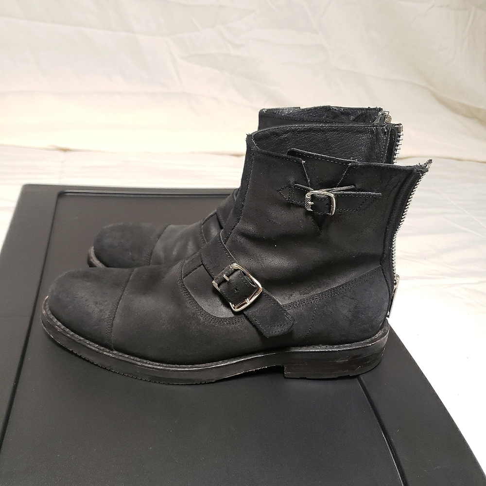 *SOLD*Frye moto double buckle cow hide ankle boot